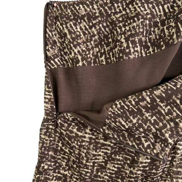 PENDLETON Brown & Cream Printed 100% Silk Pleated Skirt Women’s Size 14 - Picture 3 of 11